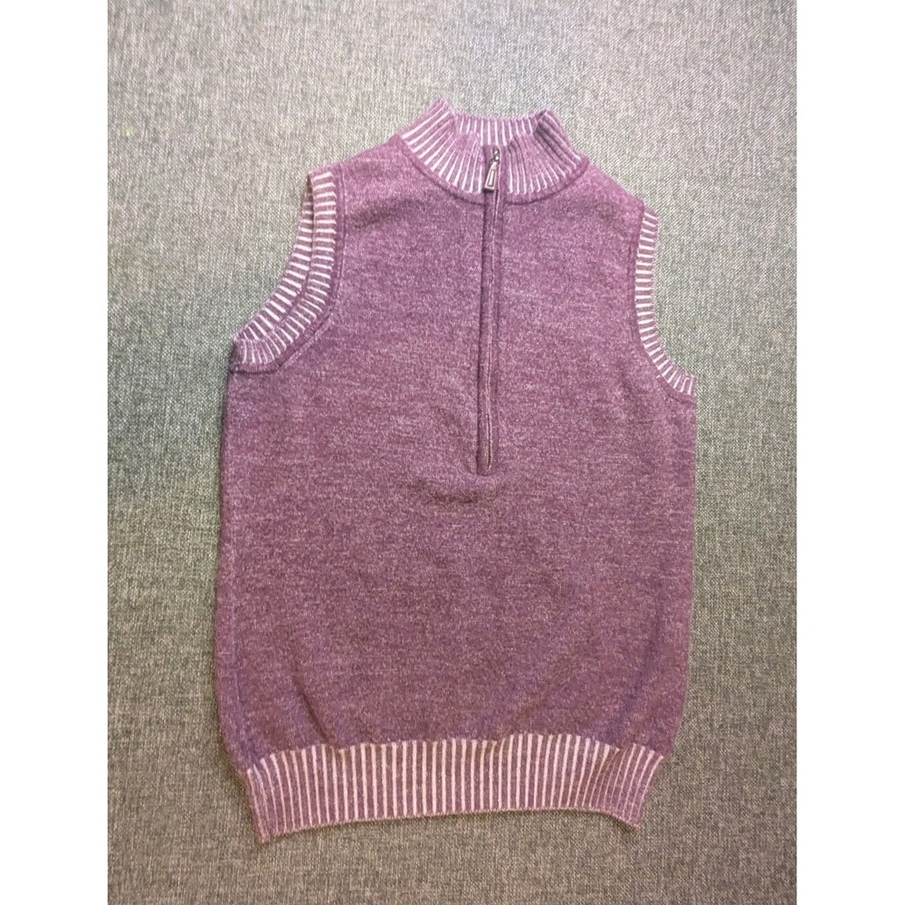 Peter Millar 100% Merino Wool 1/4 Zip Vest Women's Small Purple Golf Luxury Knit